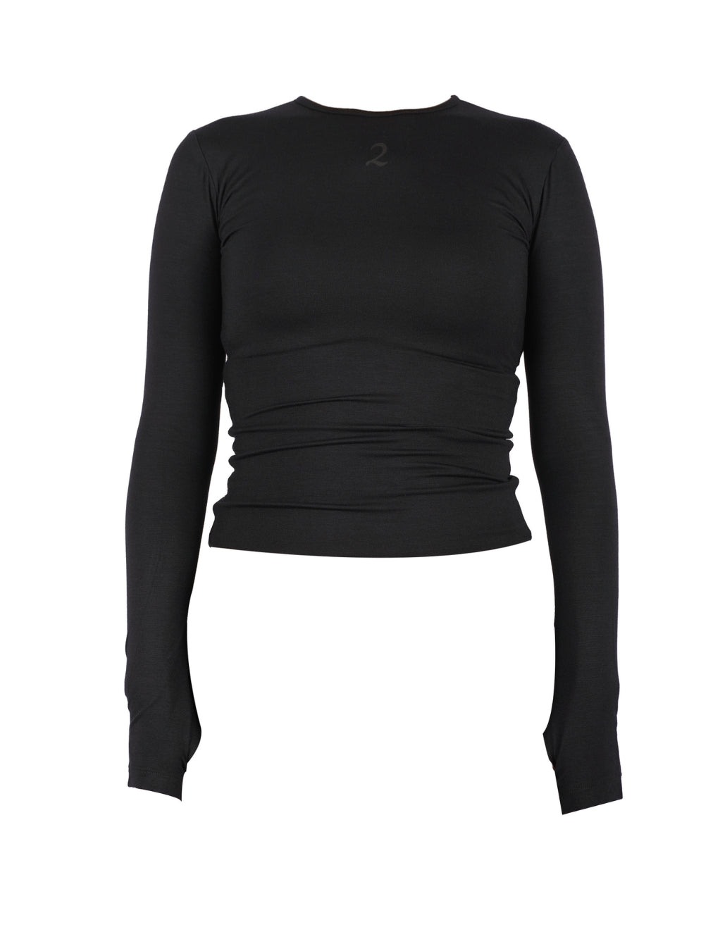 Double Layered Tencel Fitted Top Longsleeve - Jet Black