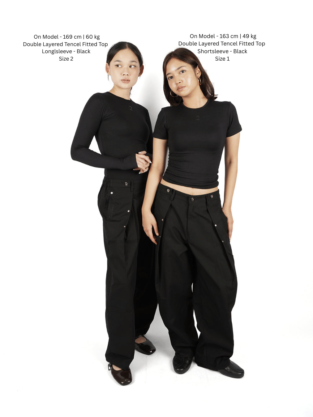 Double Layered Tencel Fitted Top Shortsleeve - Jet Black