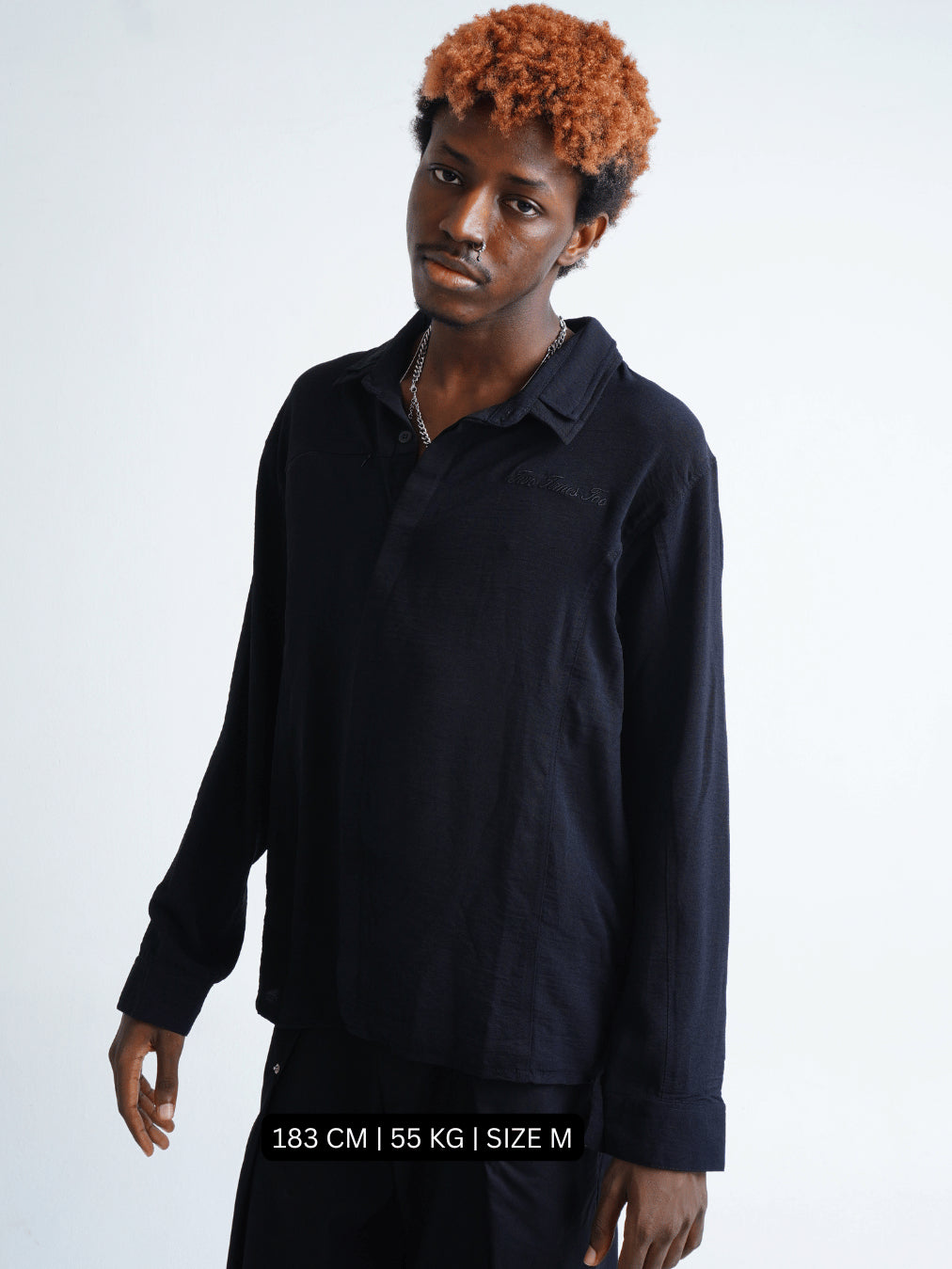 Flowy Double Collar Shirt - Jet Black