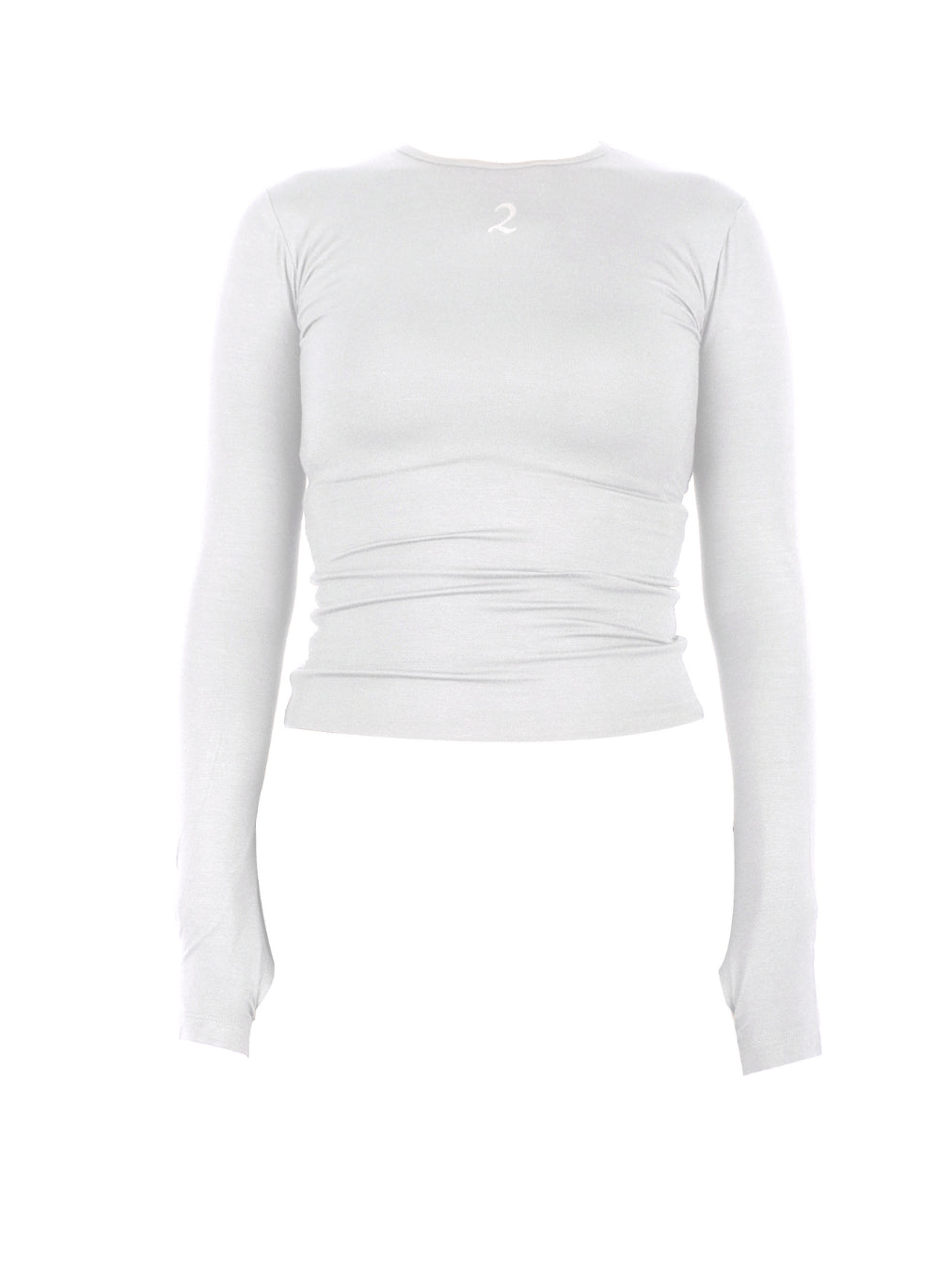 Double Layered Tencel Fitted Top Longlseeve - White