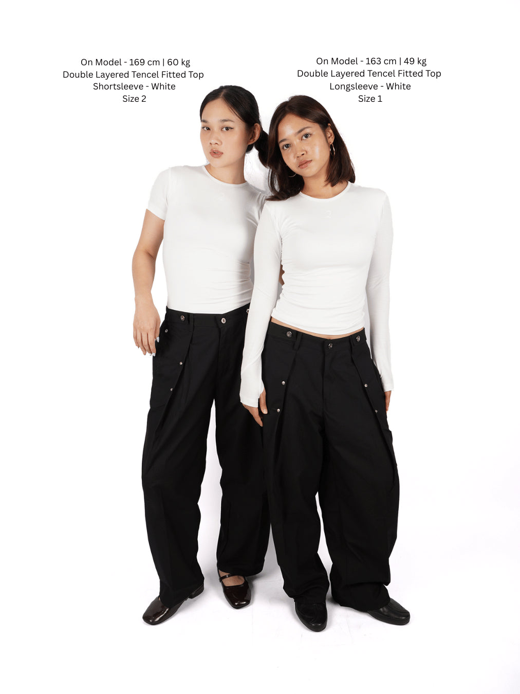 Double Layered Tencel Fitted Top Shortsleeve - White