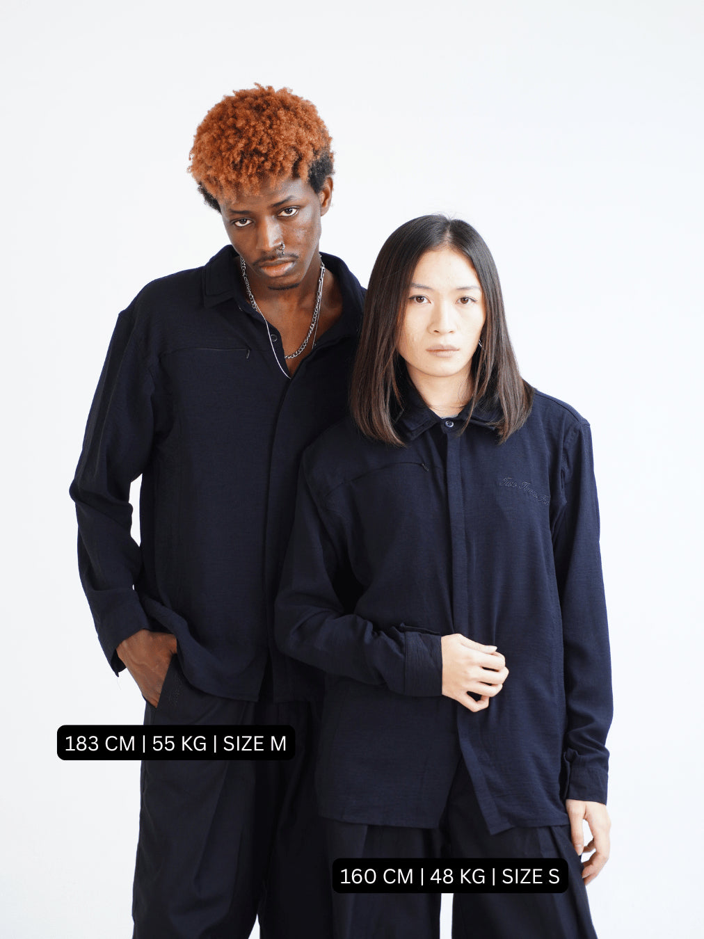 Flowy Double Collar Shirt - Jet Black