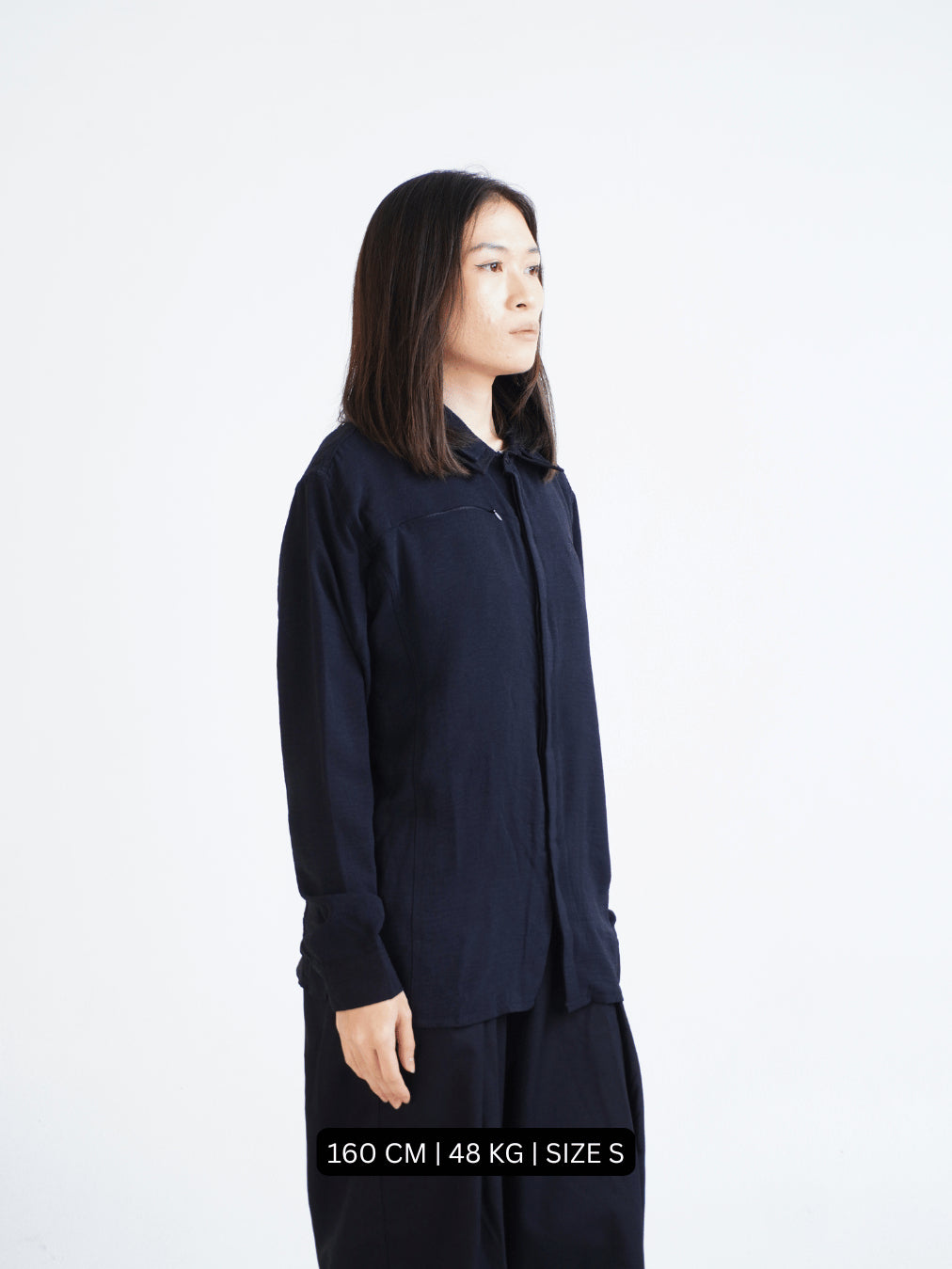 Flowy Double Collar Shirt - Jet Black