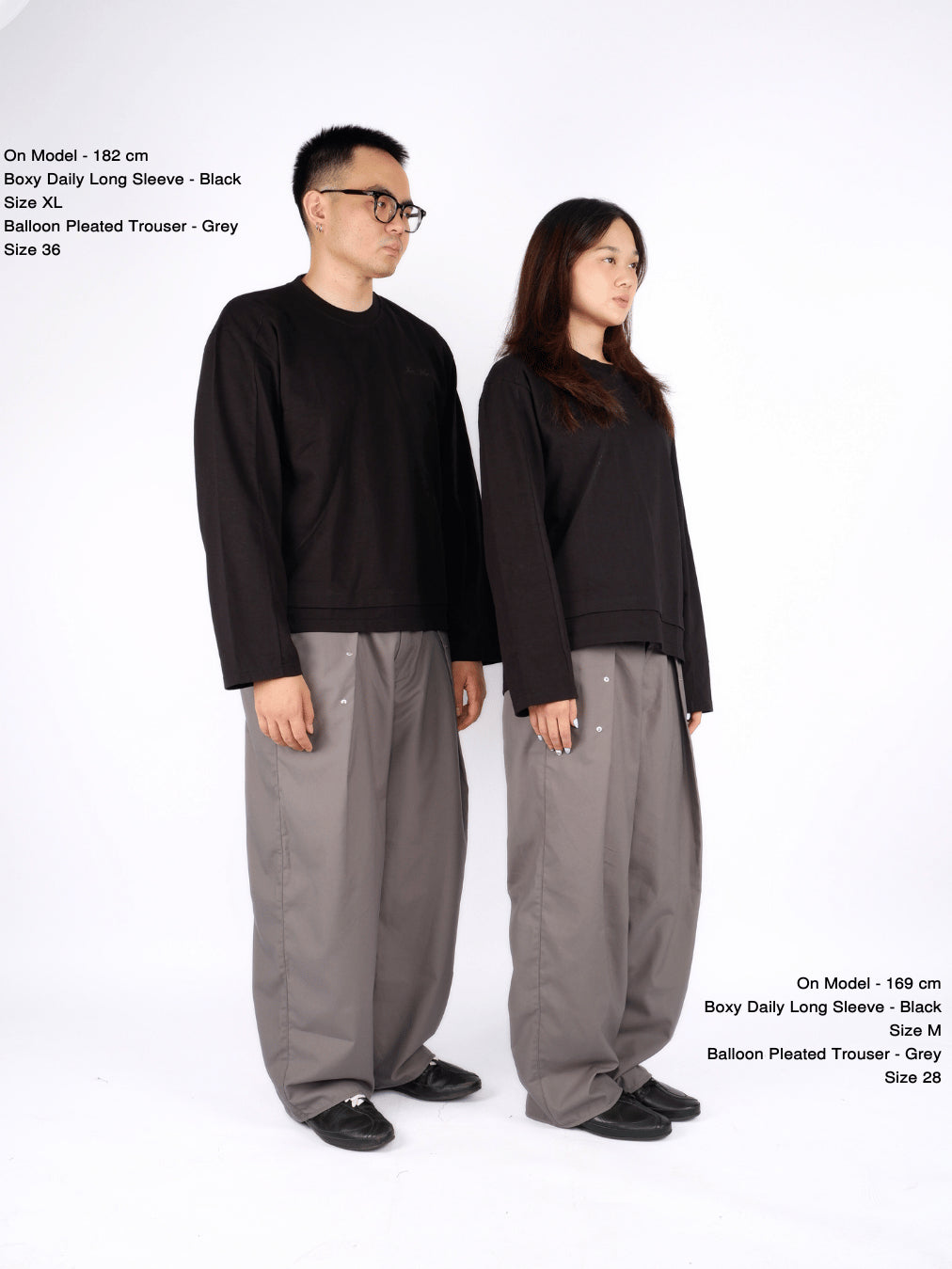 Balloon Pleated Trousers - Charcoal