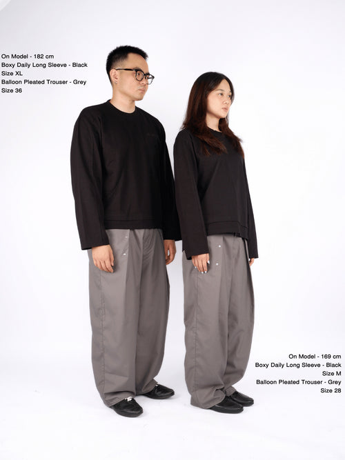 Balloon Pleated Trousers - Charcoal