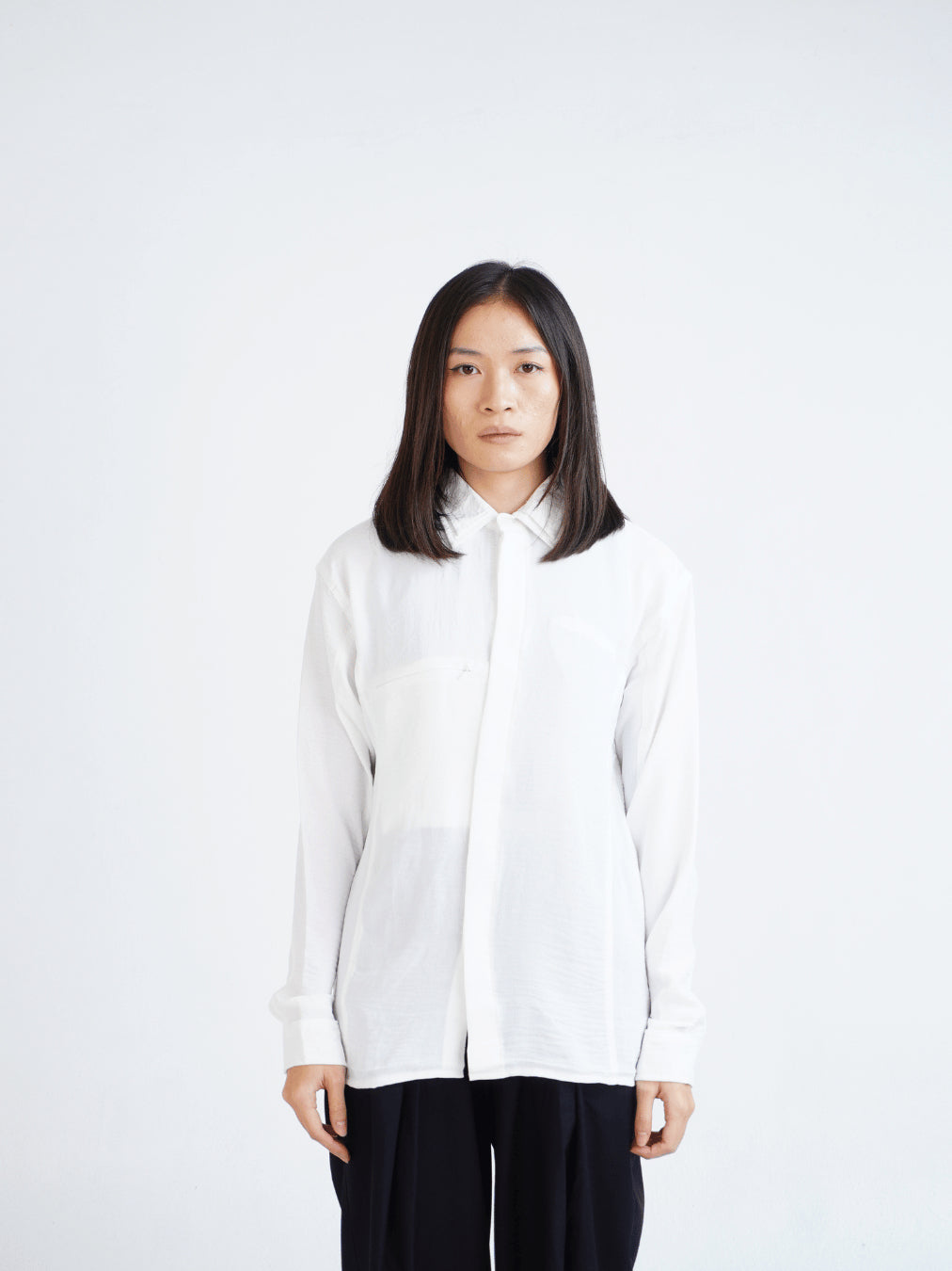 Flowy Double Collar Shirt - Broken White