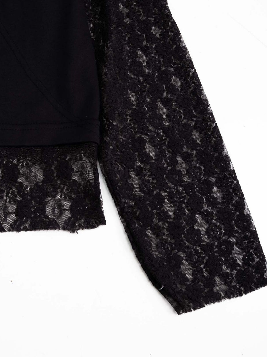 Double Layered Lace Tee -  Black