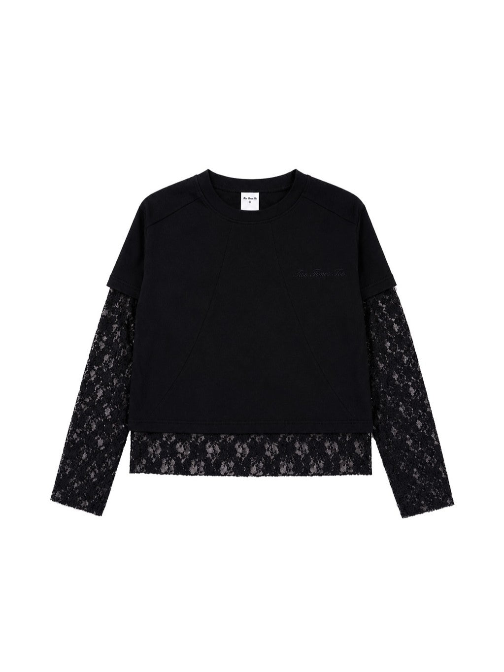 Double Layered Lace Tee -  Black