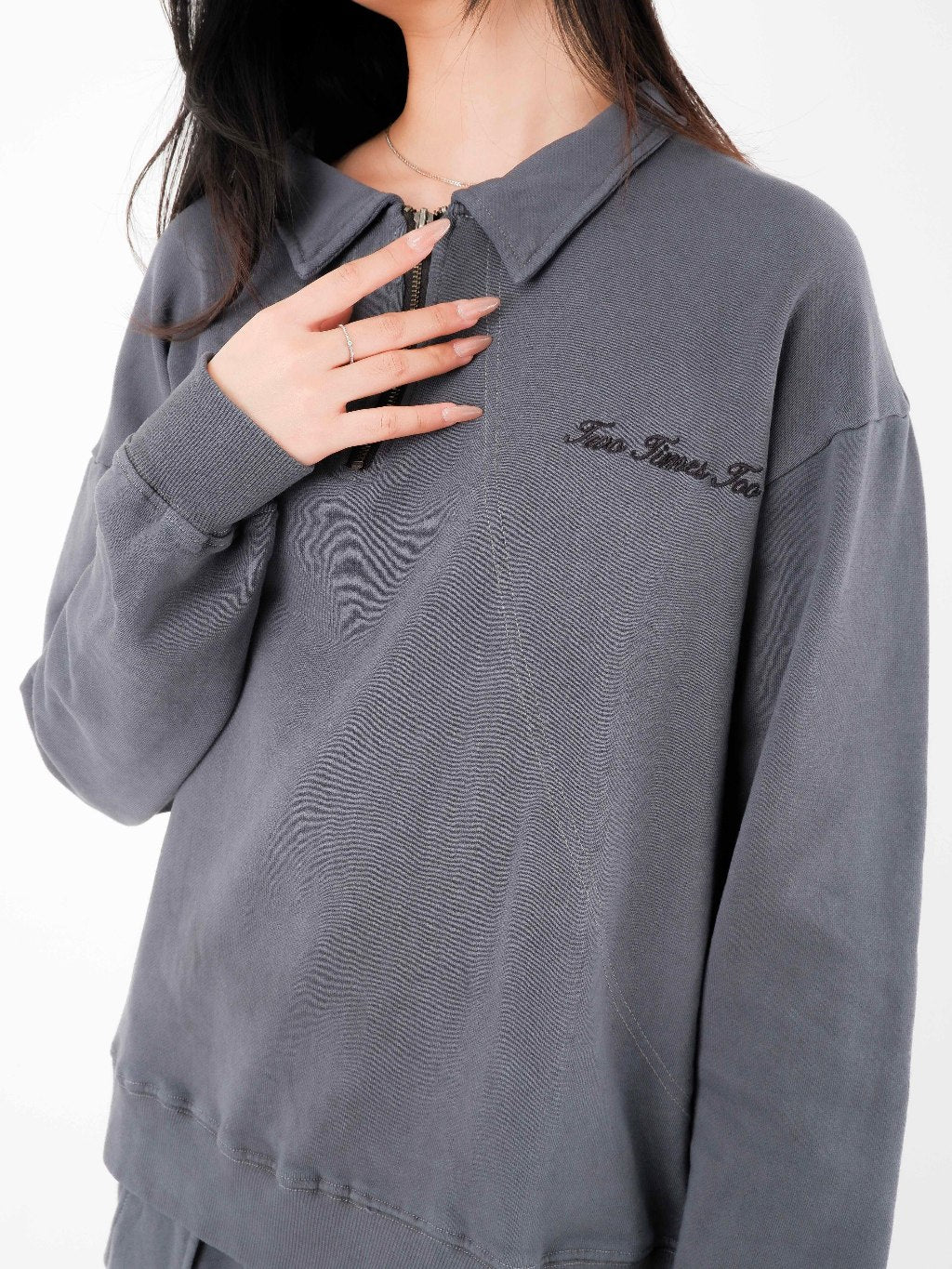 French Terry Rugby Shirt - Aged Black