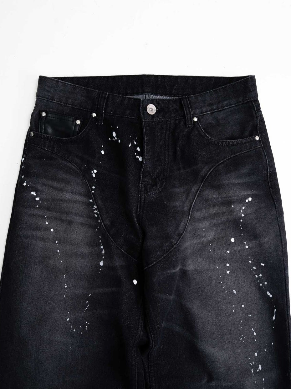 Splattered Cowboy Denim - Washed Black