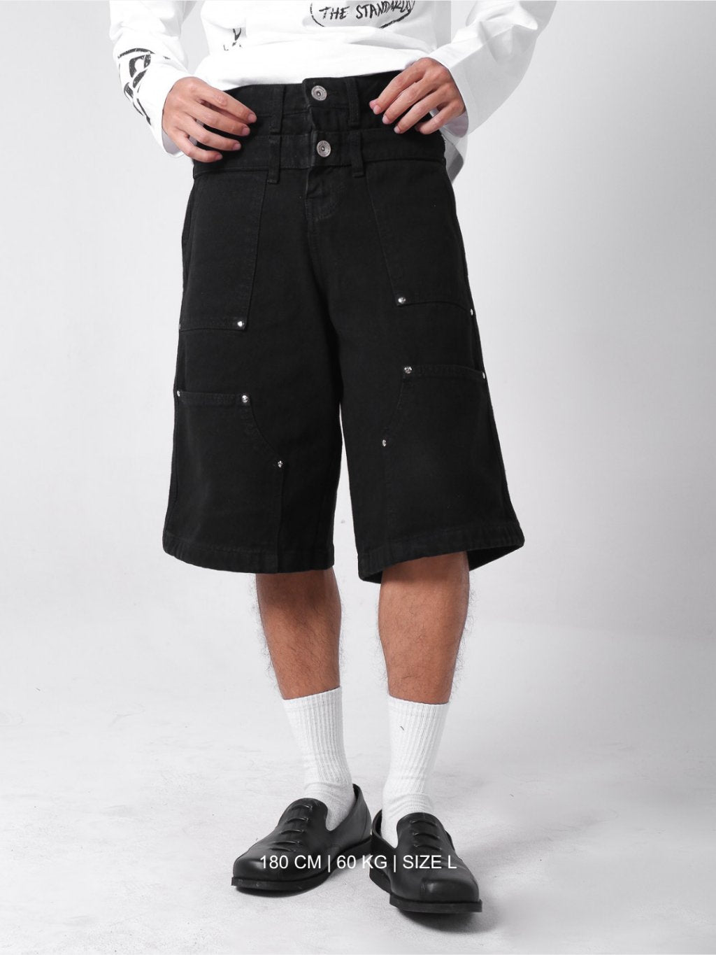 Double Knee Jorts - Jet Black