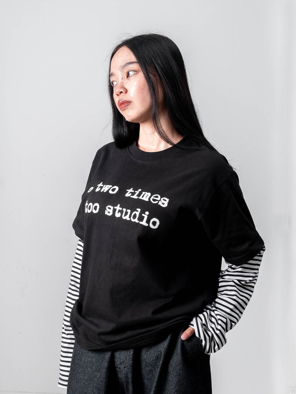 Double Layered Logo Tee - Stripes