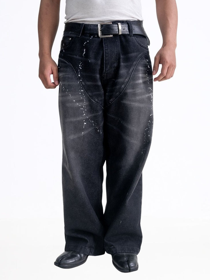 Splattered Cowboy Denim - Washed Black