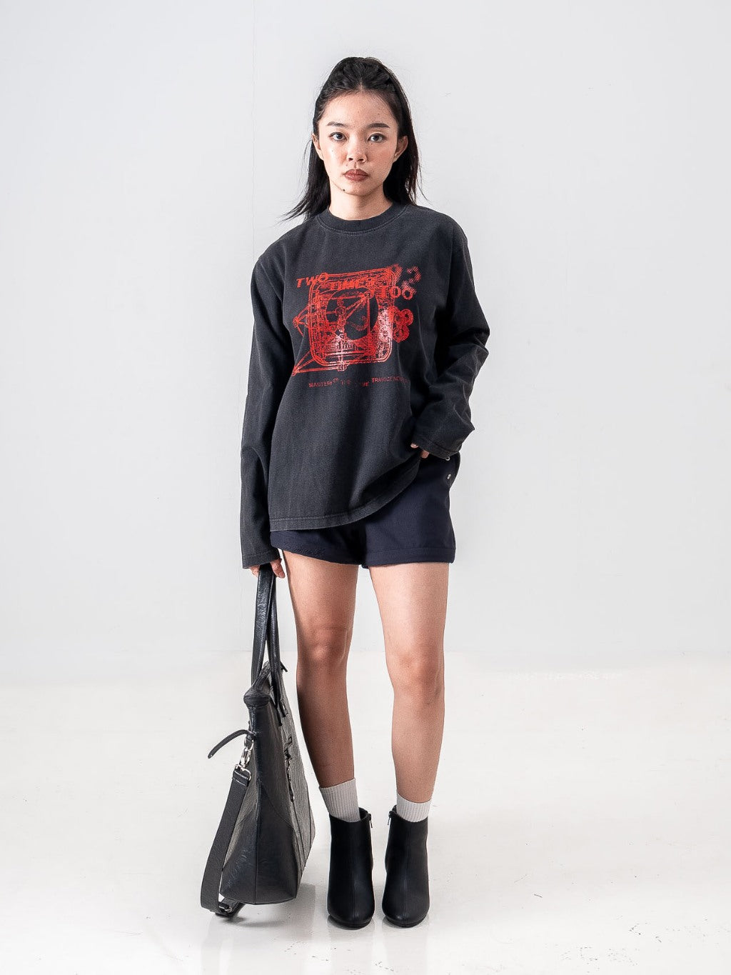Geometric Longsleeve Tee - Black