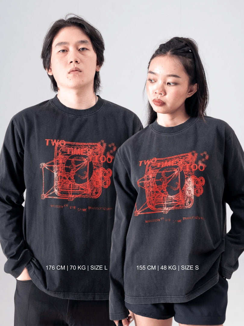 Geometric Longsleeve Tee - Black