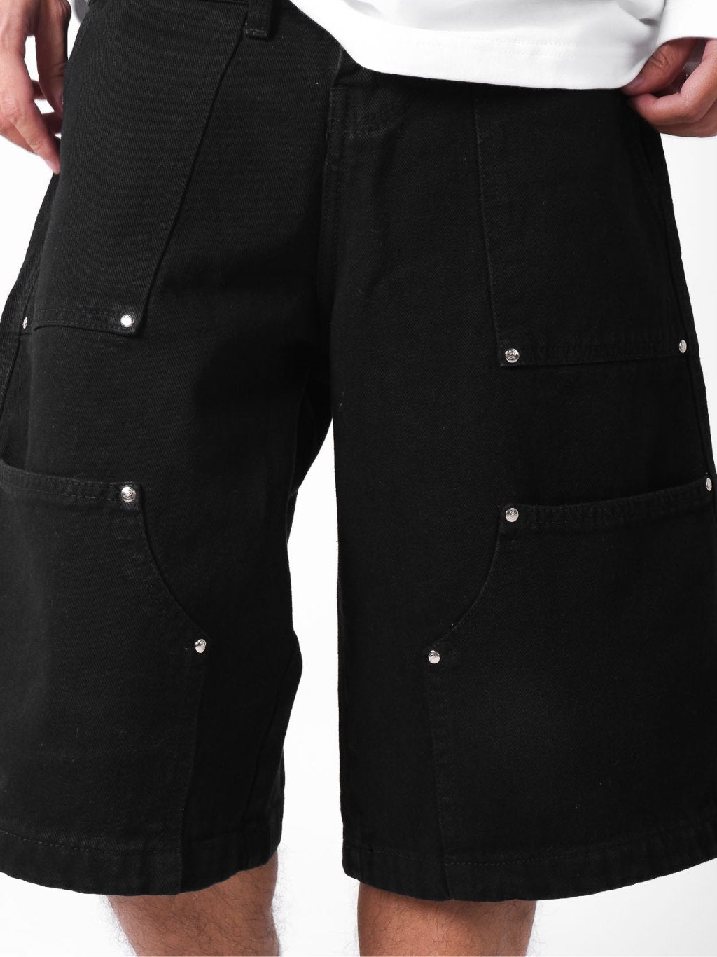 Double Knee Jorts - Jet Black