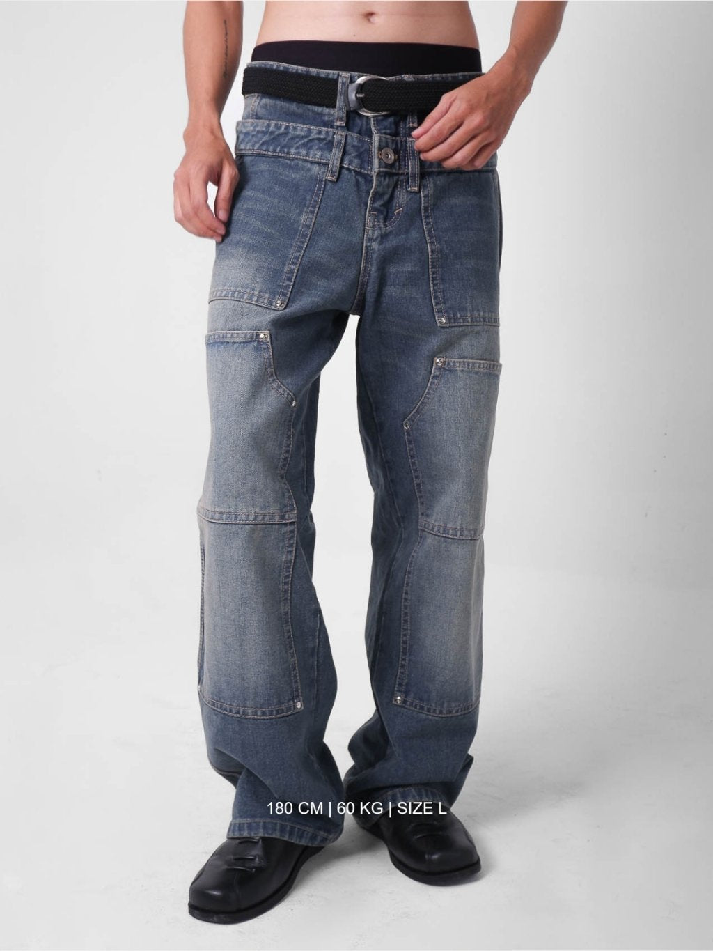 Double Knee Ghost Denim - Vintage blue
