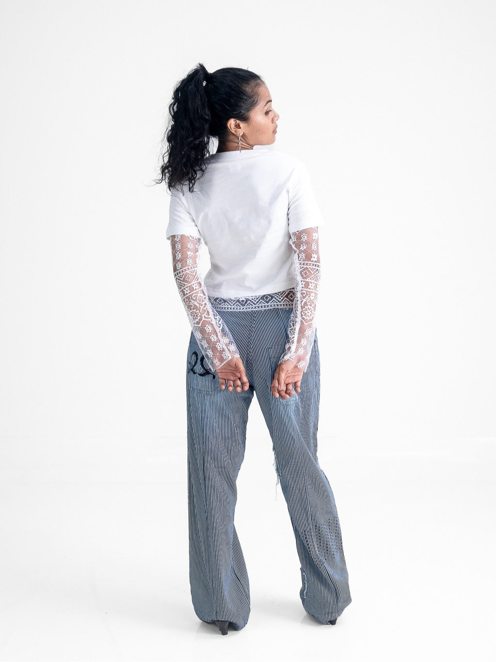 Double Layered Lace Tee -  White
