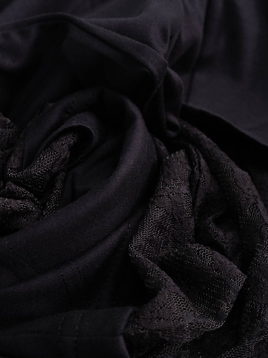 Double Layered Lace Tee -  Black