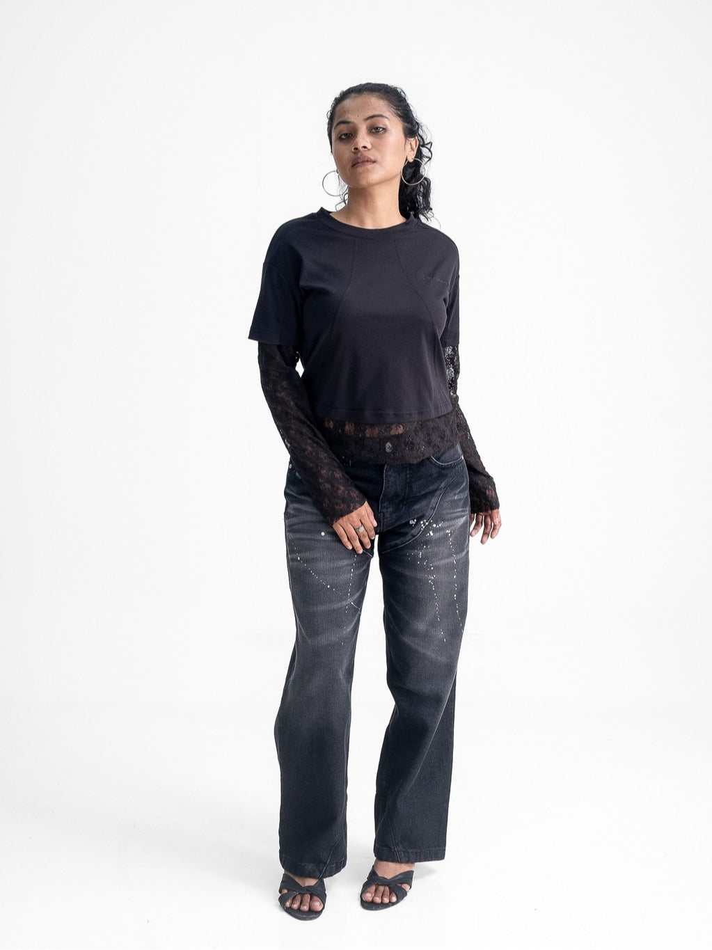Splattered Cowboy Denim - Washed Black