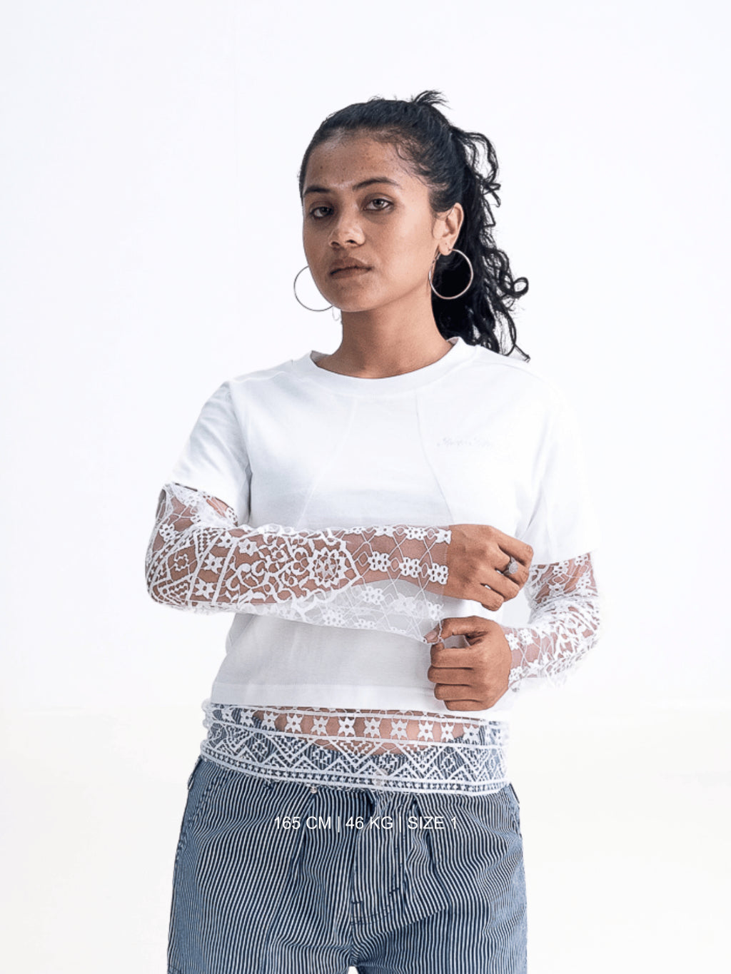 Double Layered Lace Tee -  White