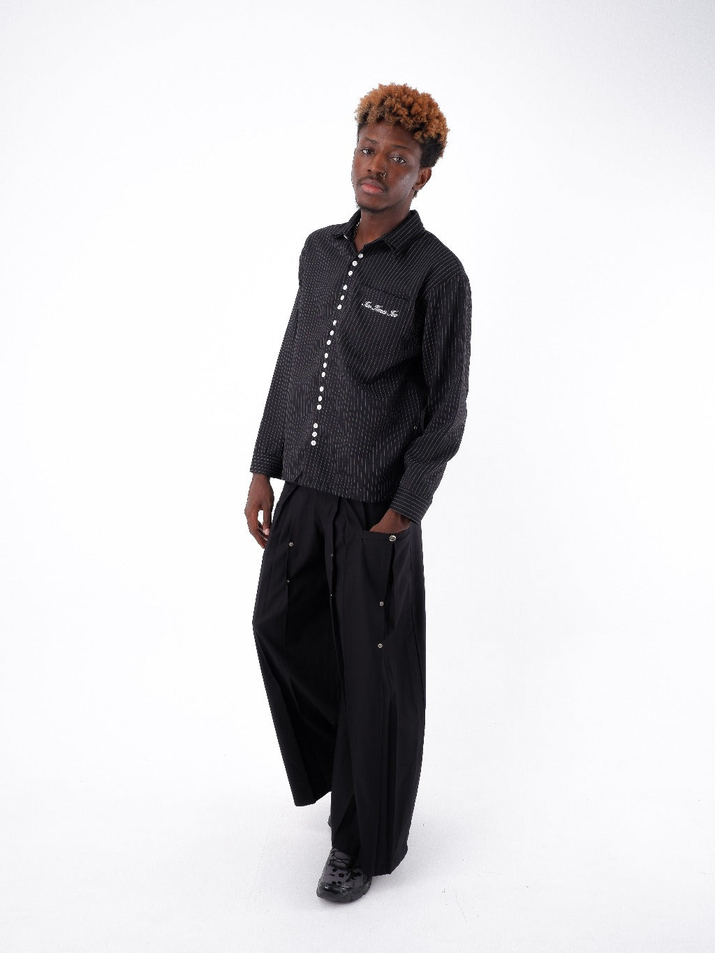 Pinstripe Multi Button Shirt