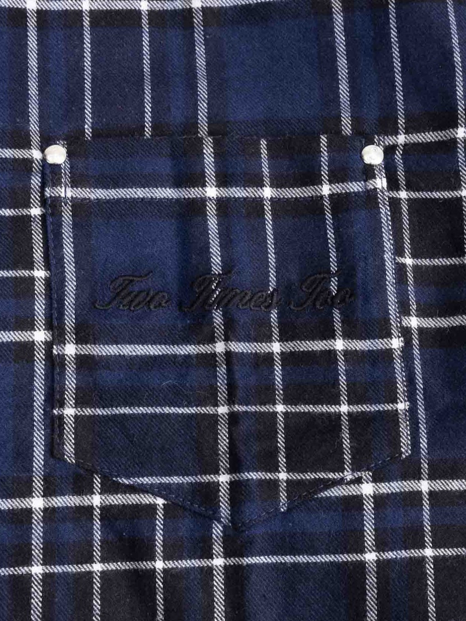Blue Plaid Double Layered Shirt