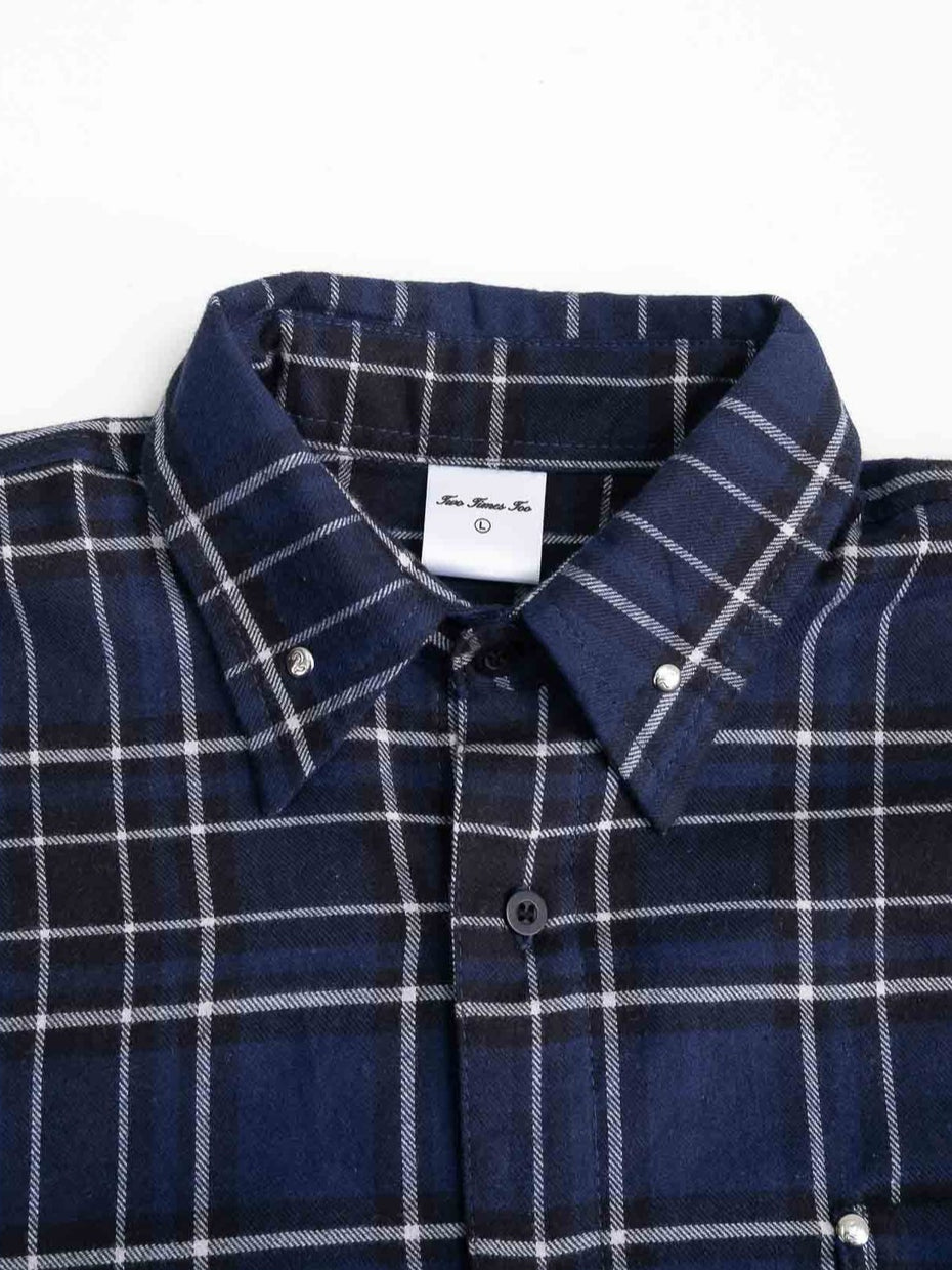 Blue Plaid Double Layered Shirt
