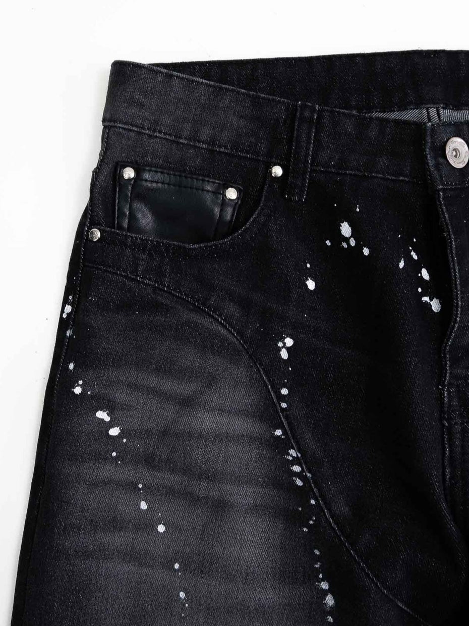 Splattered Cowboy Denim - Washed Black