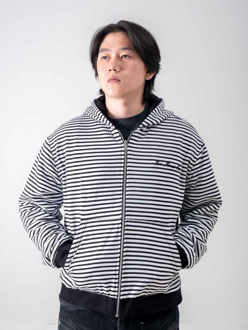 Reversible Stripe Zip Hoodie