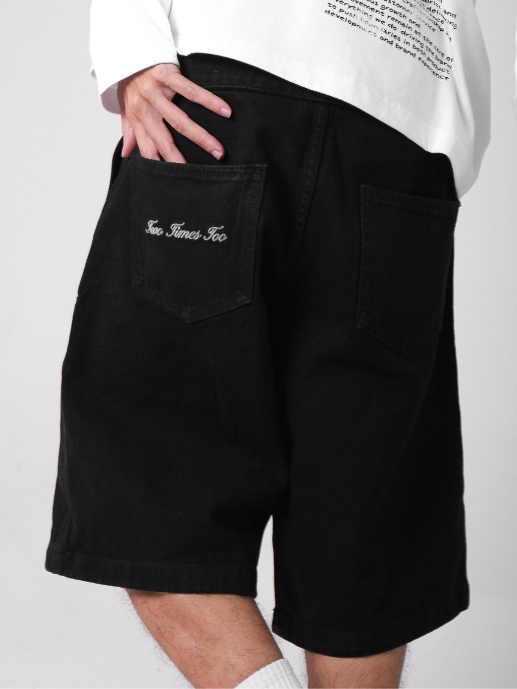 Double Knee Jorts - Jet Black