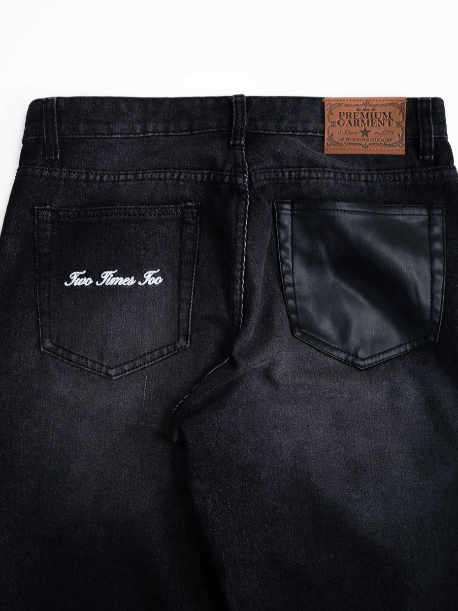 Splattered Cowboy Denim - Washed Black