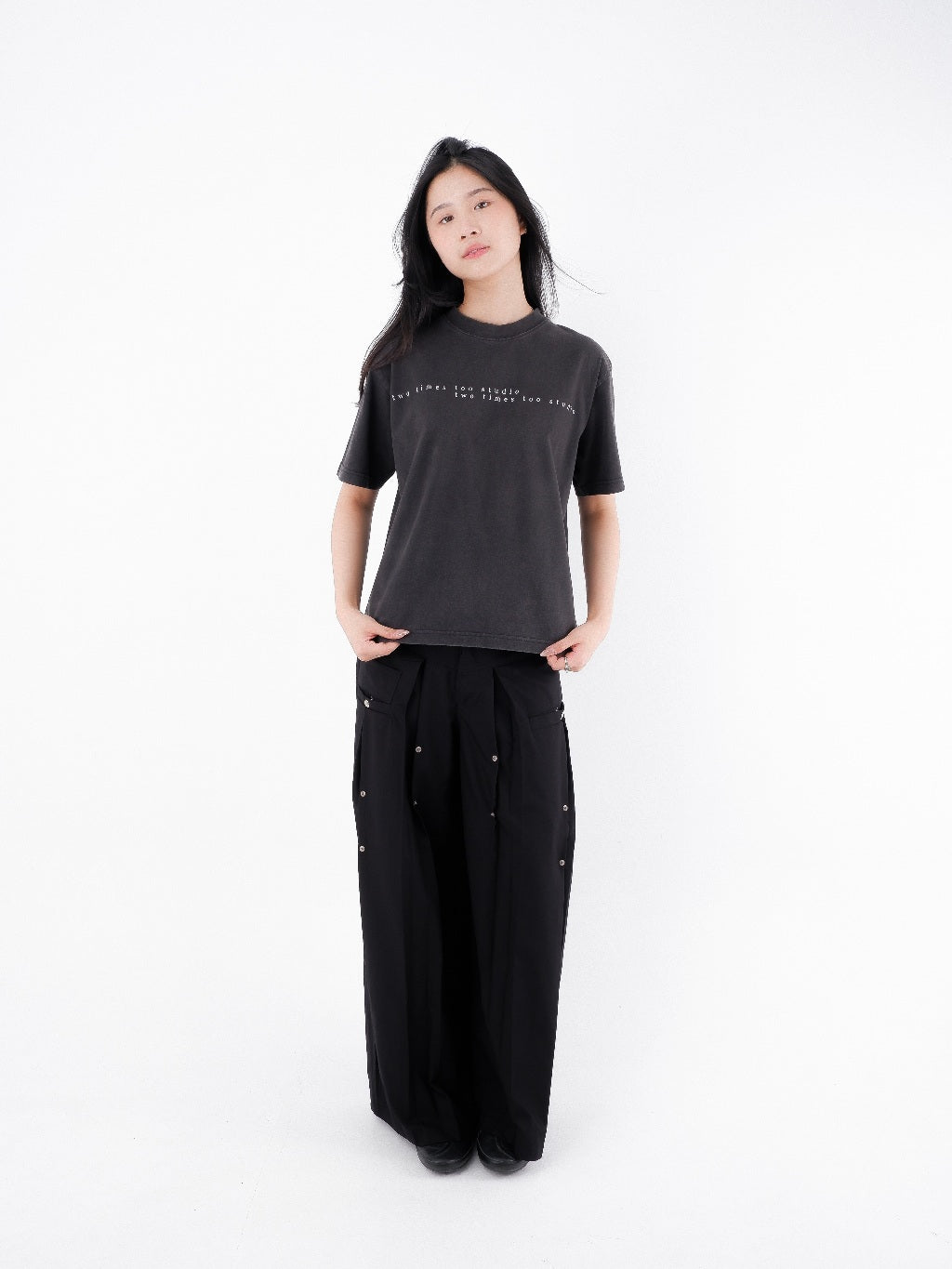 Double Logo Tee - Aged Black