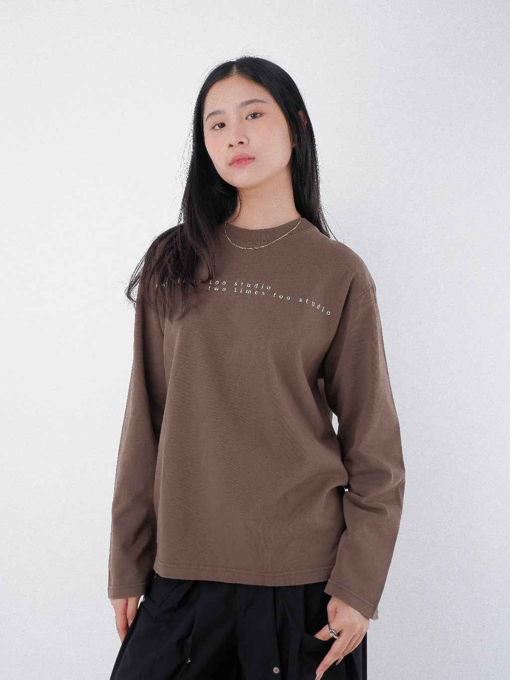 Double Logo Tee - Coffee