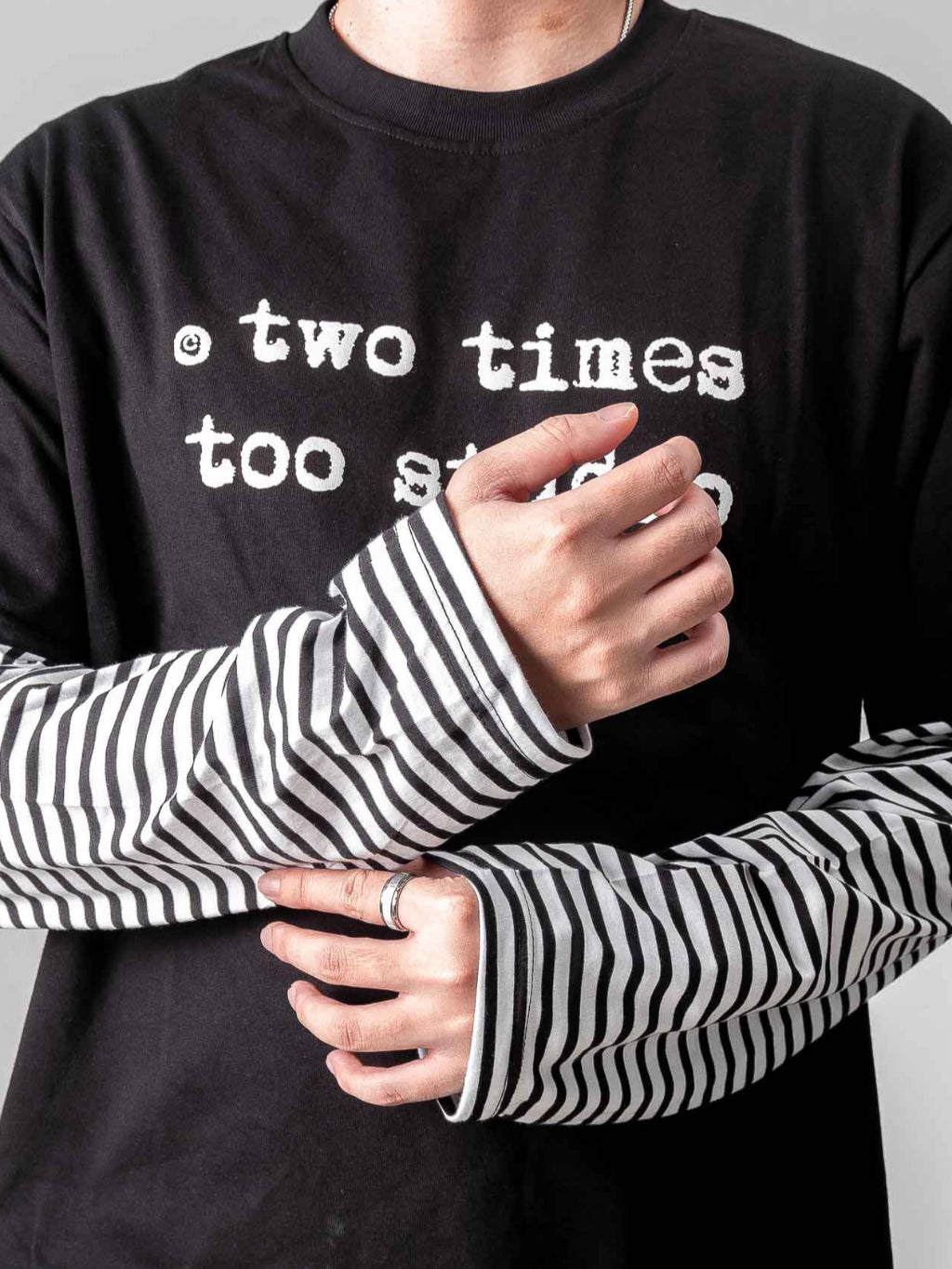 Double Layered Logo Tee - Stripes