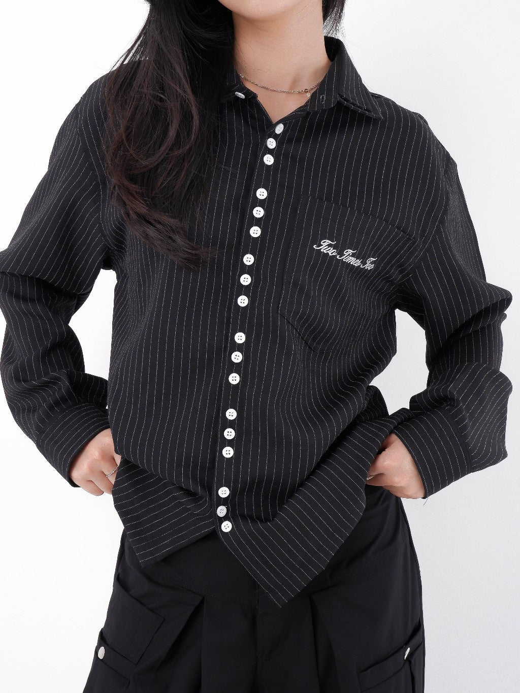 Pinstripe Multi Button Shirt
