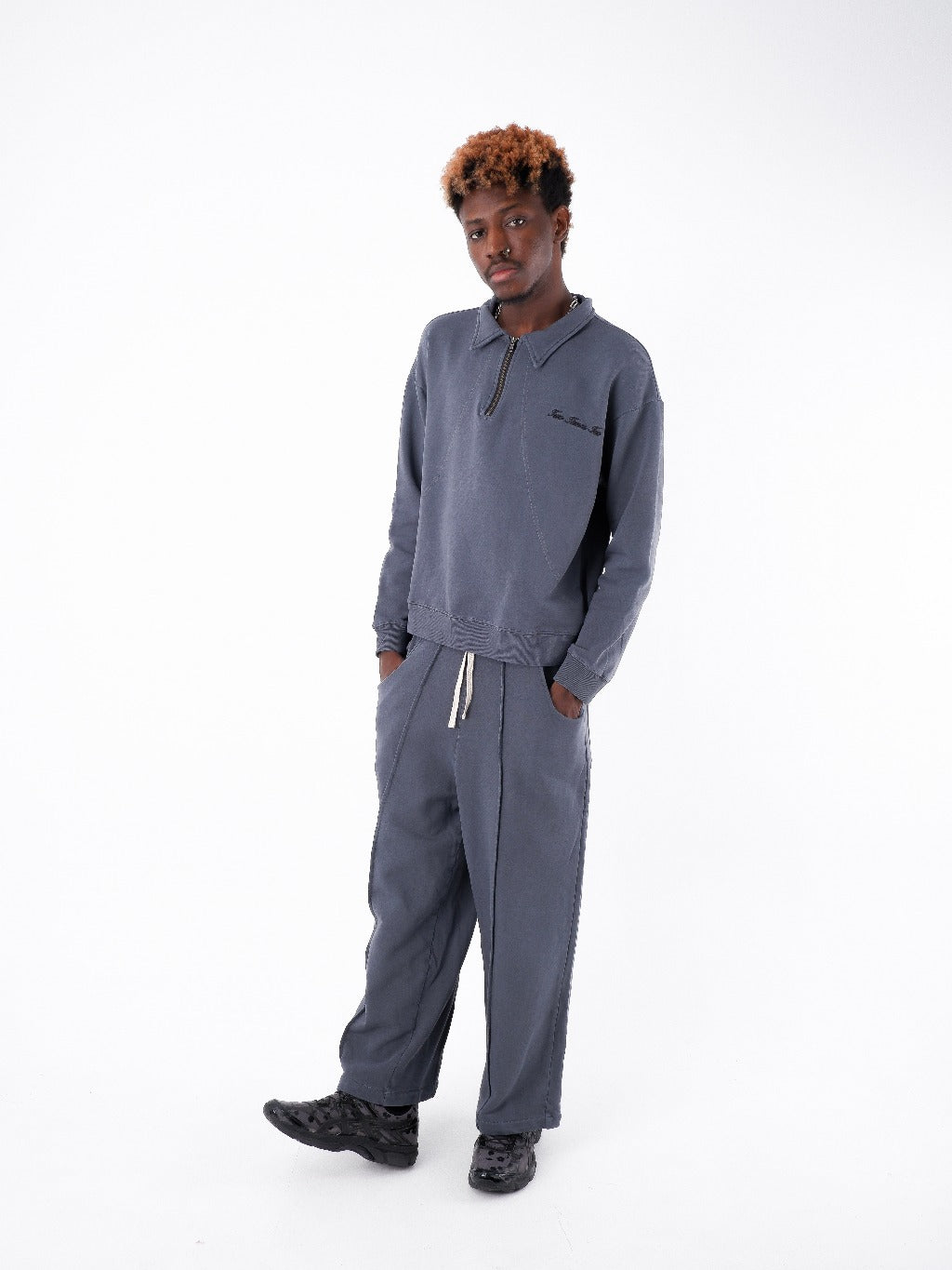 French Terry Rugby Shirt - Aged Black