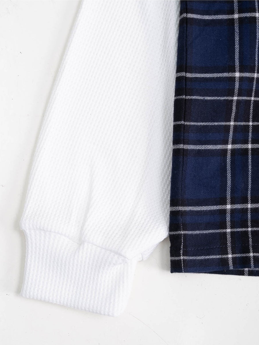 Blue Plaid Double Layered Shirt