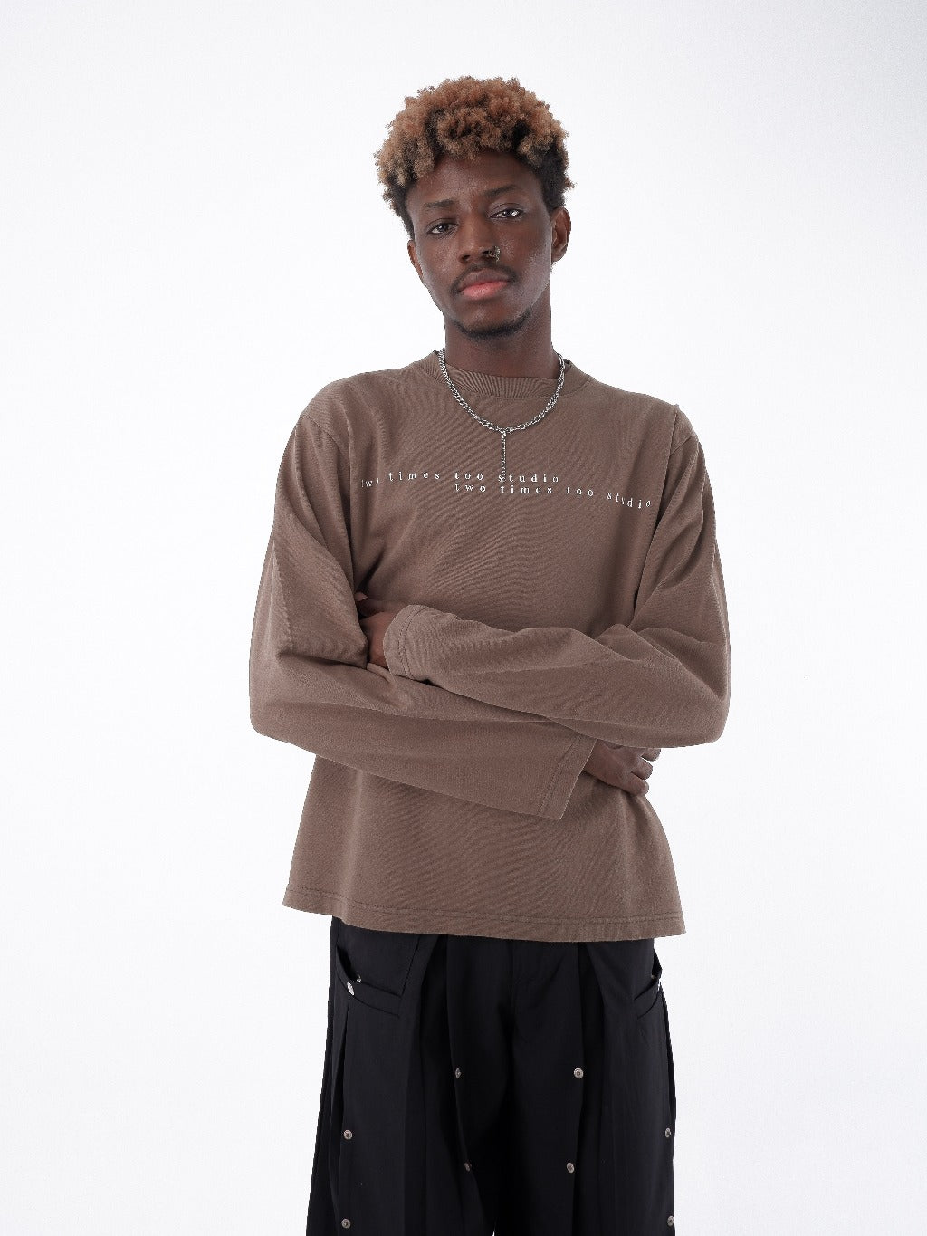 Double Logo Tee - Coffee