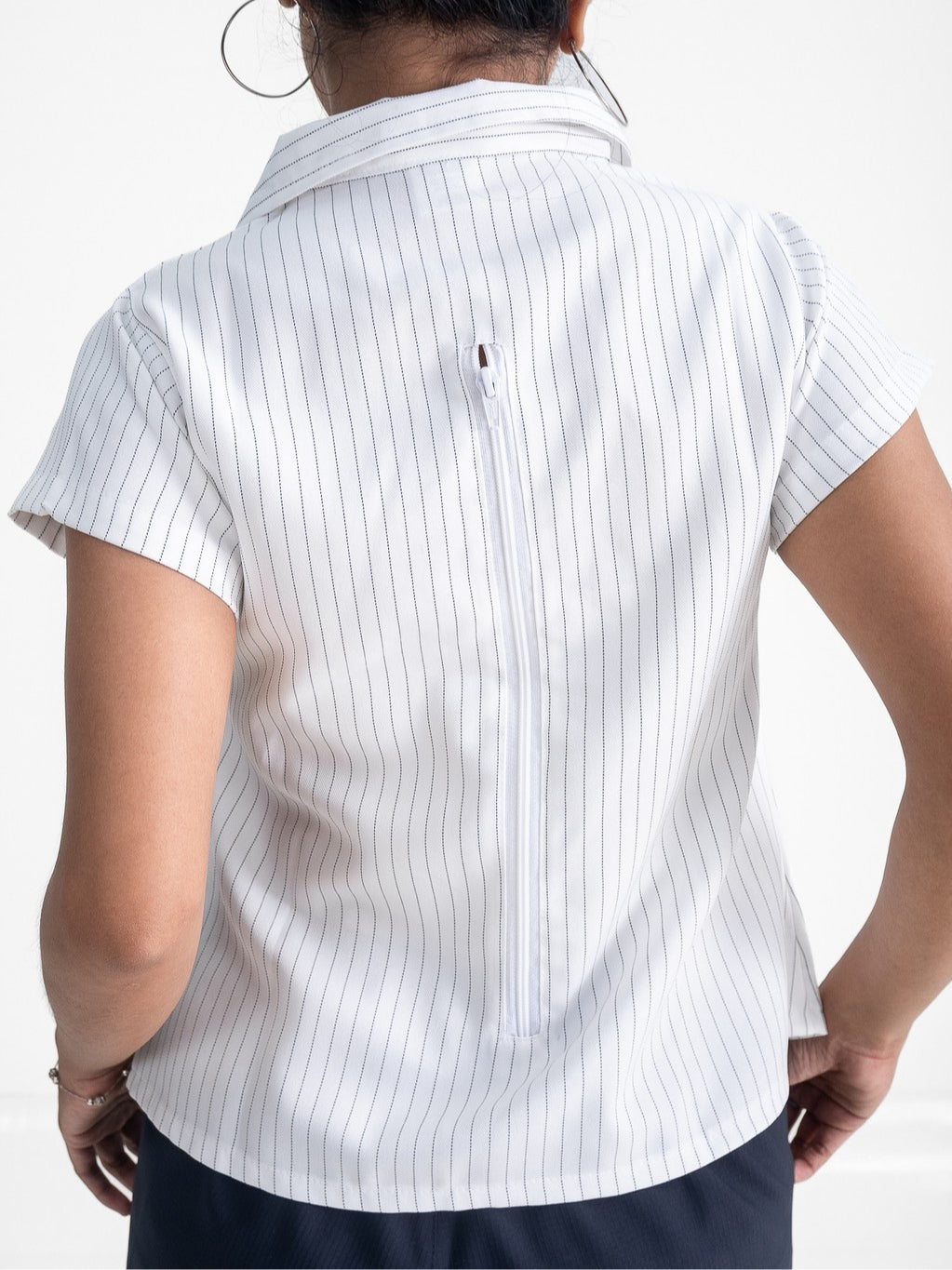 Multi Zip Top Stripe - White
