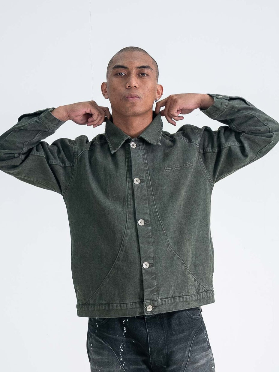 Arc Denim Jacket - Green Army