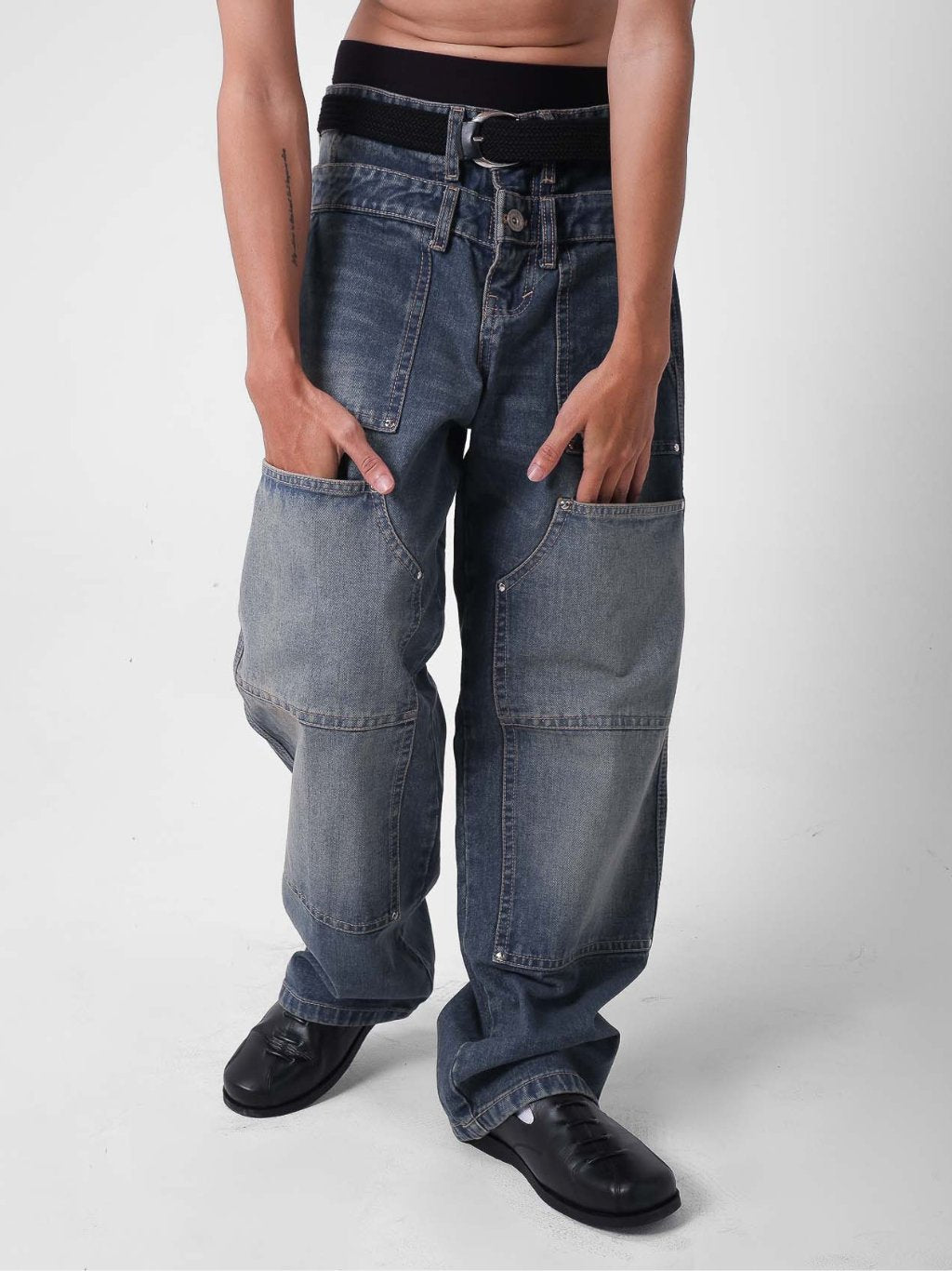 Double Knee Ghost Denim - Vintage blue