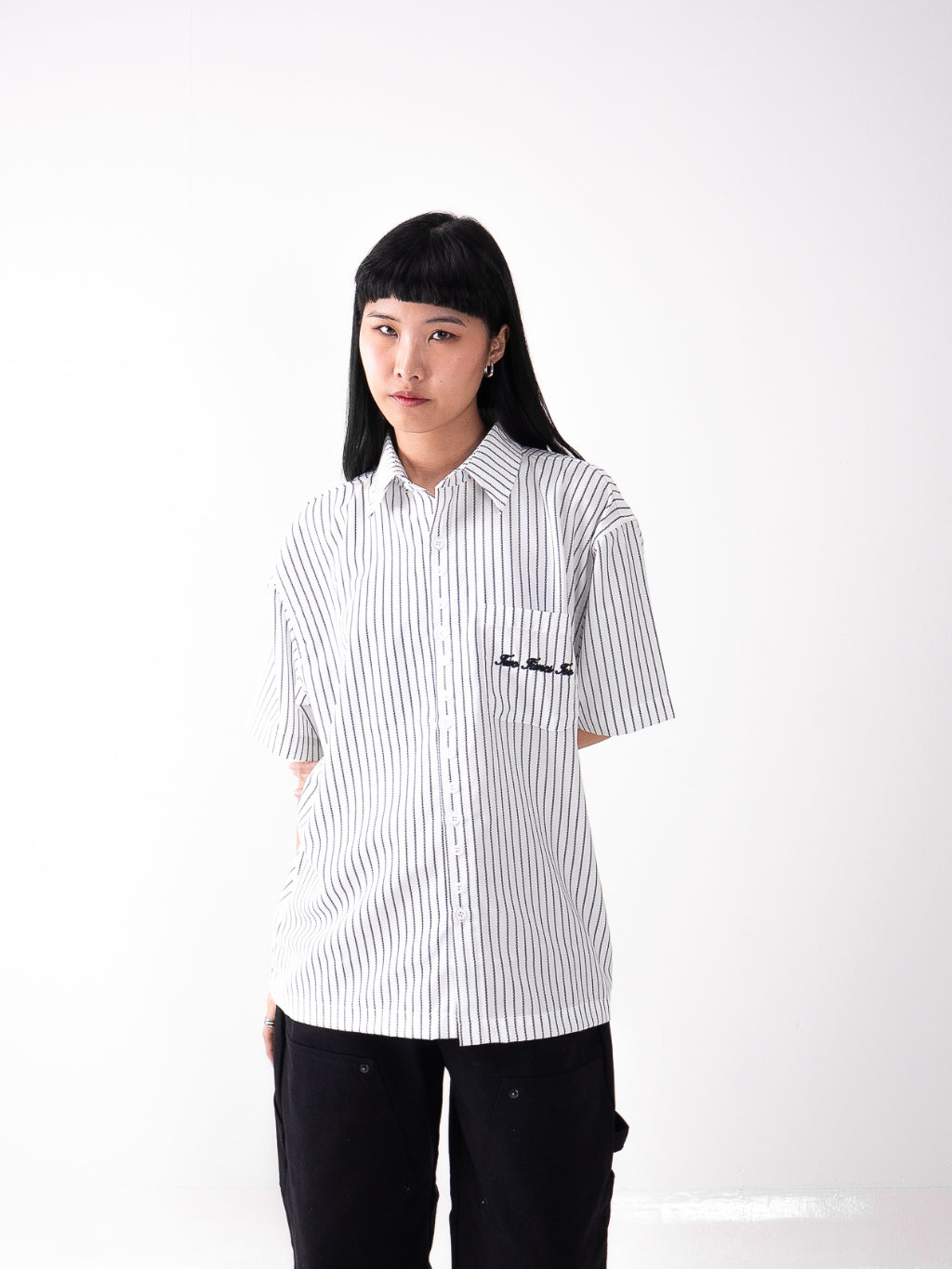 Pinstripe Logo Workshirt - Broken White