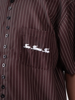 Pinstripe Logo Workshirt - Brown
