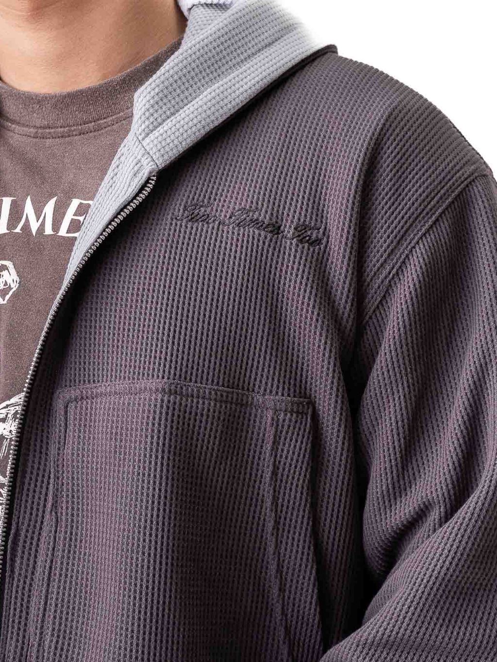 Reversible Waffle Hoodie - Ash purple/Ash teal