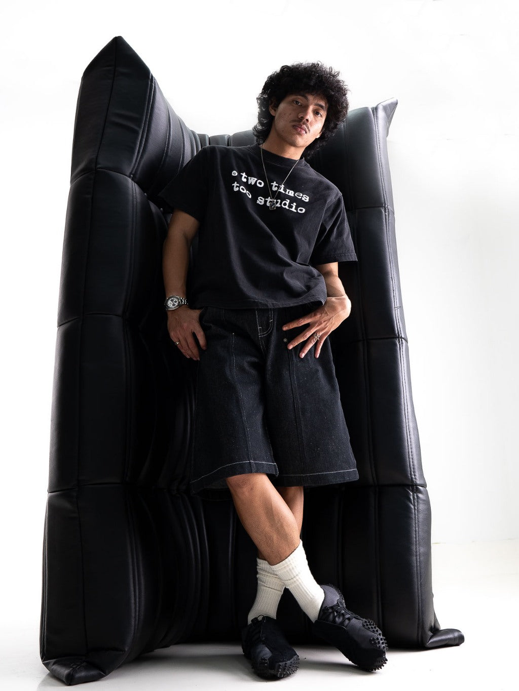 Logo Tee - Washed Black/White