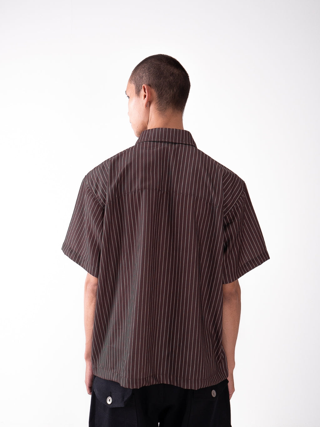 Pinstripe Logo Workshirt - Brown