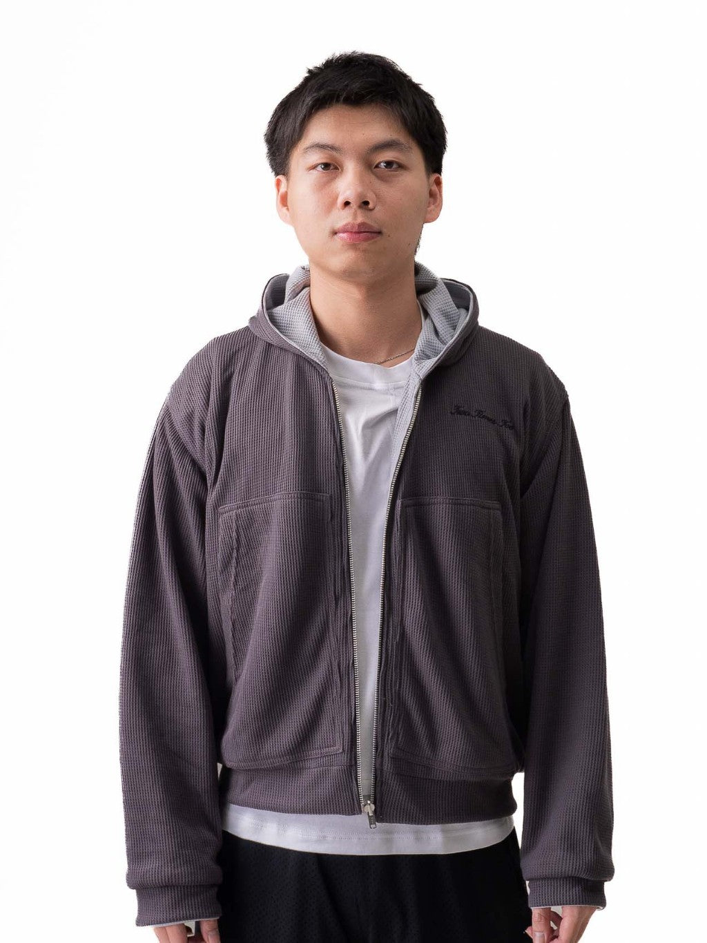 Reversible Waffle Hoodie - Ash purple/Ash teal