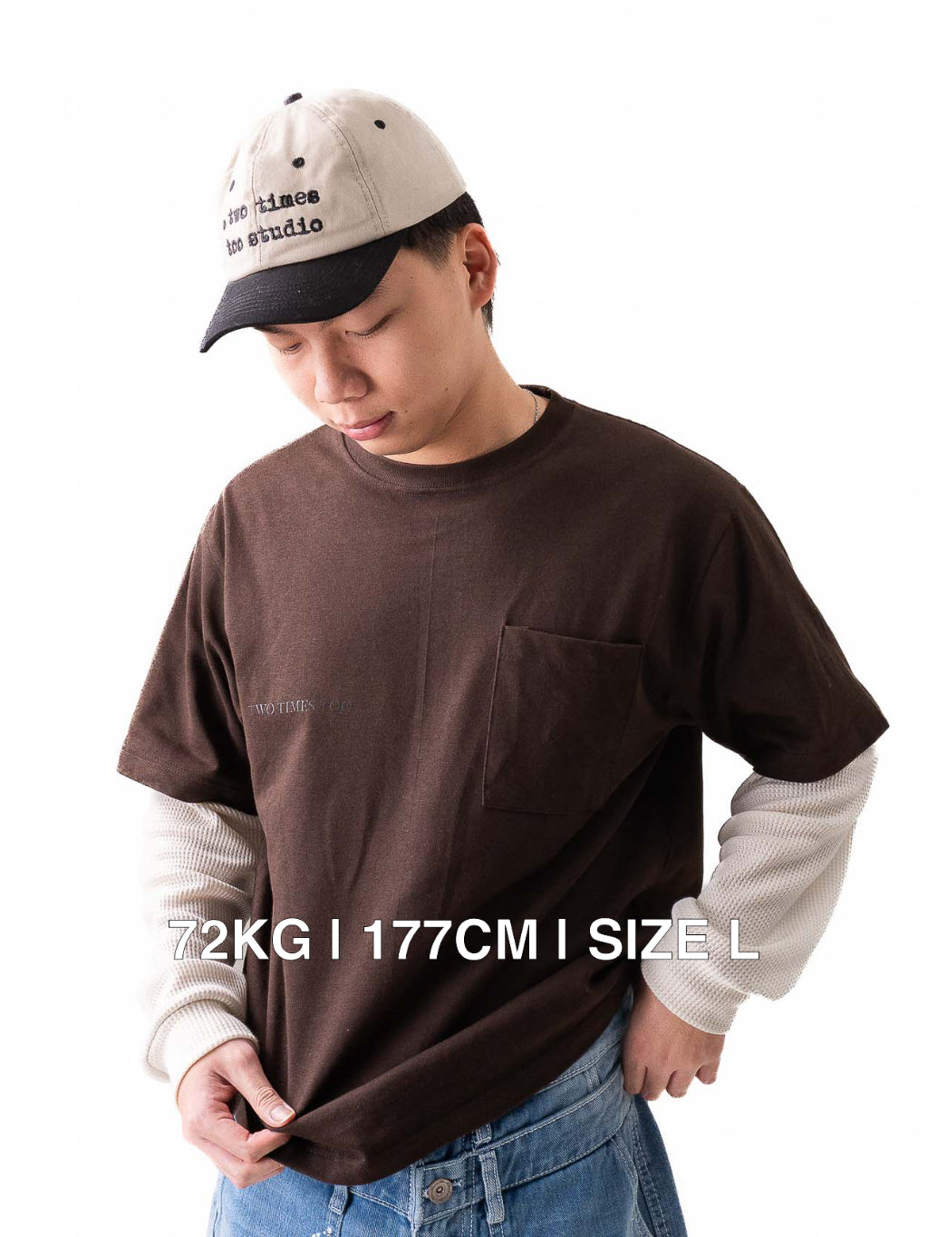 Double Layered Waffle Longsleeve - Brown/Broken White