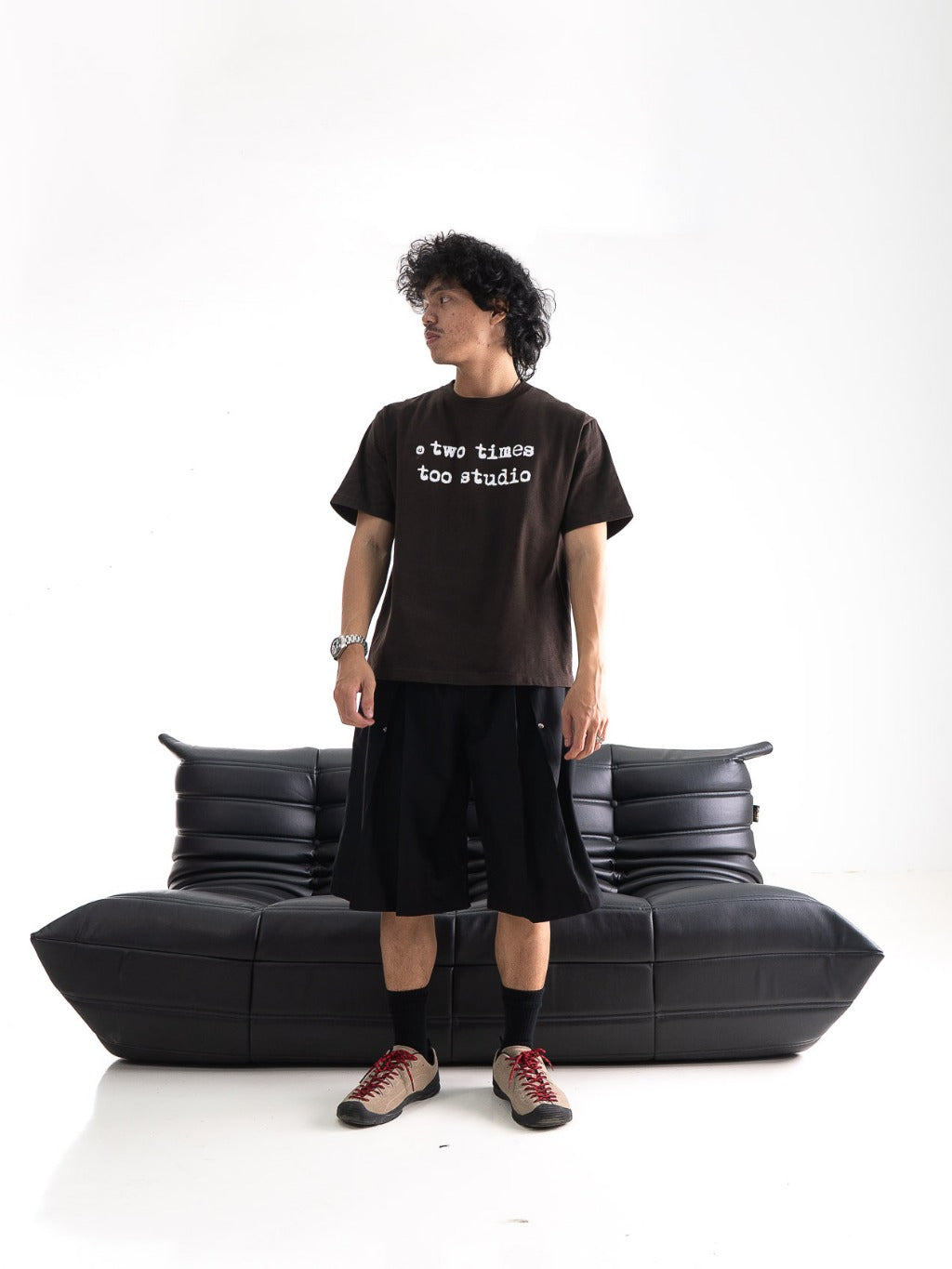 Logo Tee - Dark Brown/White